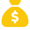 A yellow money bag icon with a dollar sign on it.