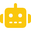 Yellow robot face icon with antenna and dot-like mouth.