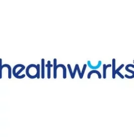 Logo displaying the word 'healthworks' with a stylized blue 'w'.