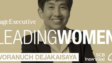 Person smiling with text: 'PageExecutive Leading Women Voranuch Dejakaisaya SCB'.