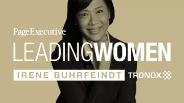 A person smiling in a 'Leading Women' feature by Page Executive.