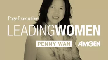Portrait of a person with the text Page Executive Leading Women, Penny Wan, Amgen.